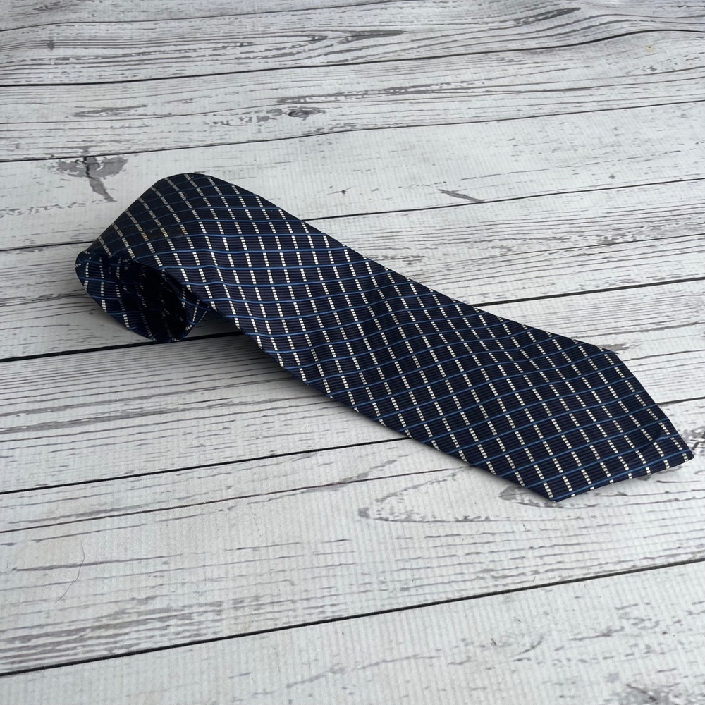 Lauren Ralph Lauren Mens Silk Repp Tie Navy Blue Old Money Designer Luxury USA